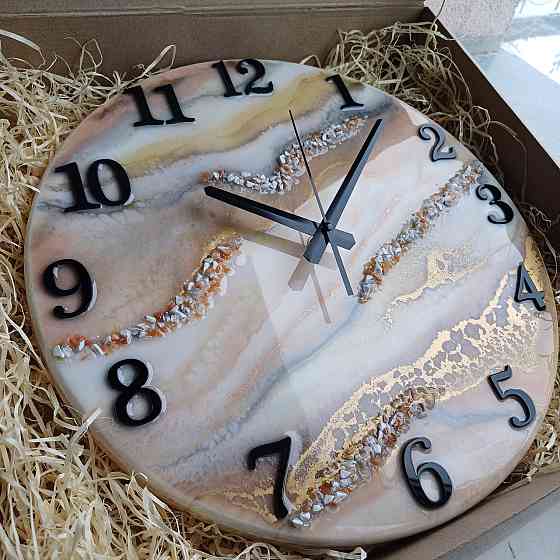 Годинник настінний 40 см з епоксидної смоли ручної роботи Дніпро