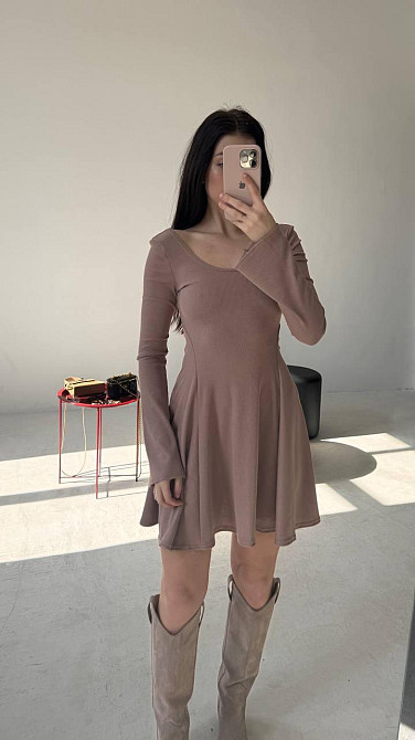 Жіноча стильна романтична сукня вільного крою з трикотажу в рубчик Моко, 46/48 Одеса - фото 4