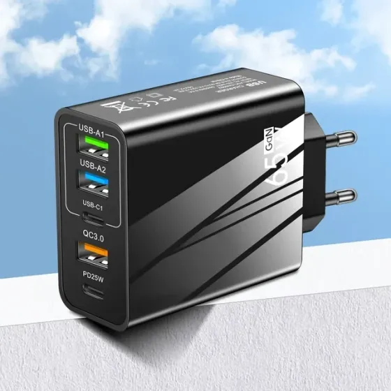 Зарядний пристрій PD 65W зарядка 3.0 USB, Type-C PD, блок зарядки для IPhone, IPad, Samsung, Xiaomi Запоріжжя