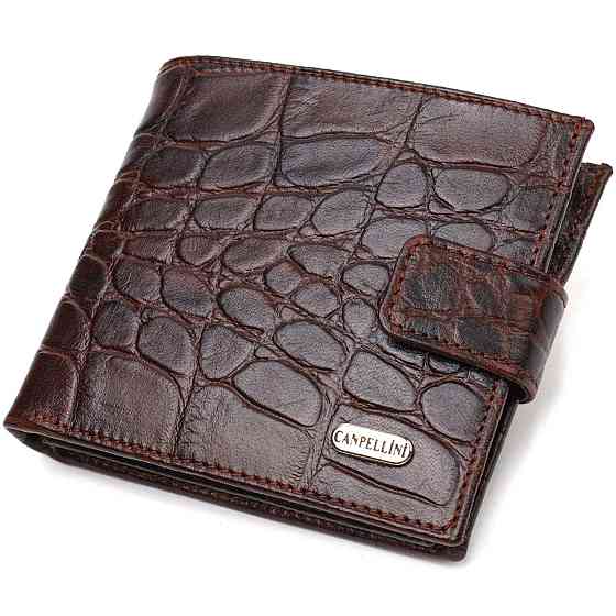 Купюрник для мужчин горизонтального формата из натуральной кожи с тиснением под крокодила CANPELLINI 21773 Коричневый Киев
