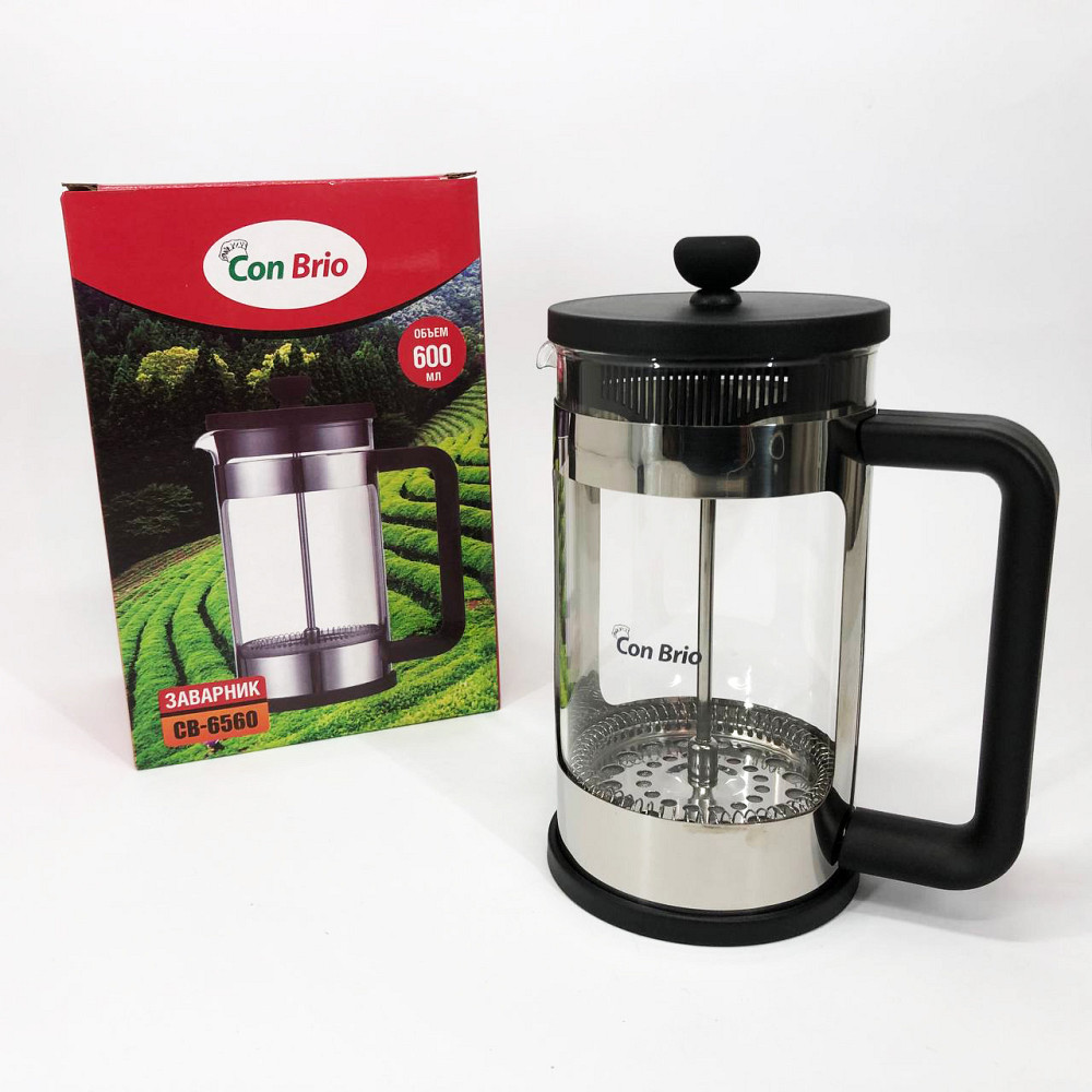 Скляний заварник Con Brio CB-6560 600 мл, Френч-прес для міцної кави, Френч-прес для кави до кавоварки UA-46 Івано-Франківськ - фото 4