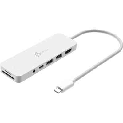 Концентратор J5create USB-C 6-in-1 2xUSB 3.2 + USB-C PD + HDMI 4K + SD/TF + 3.5mm white (JCD373EW-N) Винница