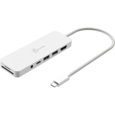 Концентратор J5create USB-C 6-in-1 2xUSB 3.2 + USB-C PD + HDMI 4K + SD/TF + 3.5mm white (JCD373EW-N) Винница - изображение 1