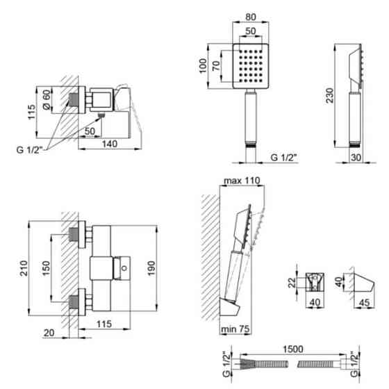 Змішувач для душу Lidz (NKS) 10 30 010 з душовим гарнітуром (LIDZNKS103001000) сатин Київ