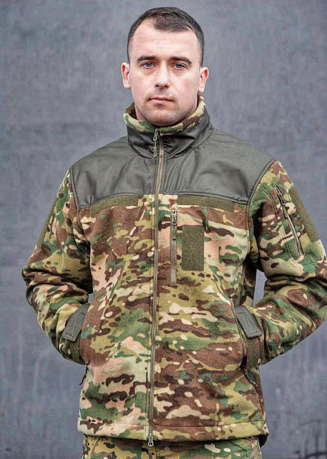 Тактична чоловіча флісова кофта (Мультикам, піксель, олива, темно-синя, койот, чорний) Киев - изображение 8