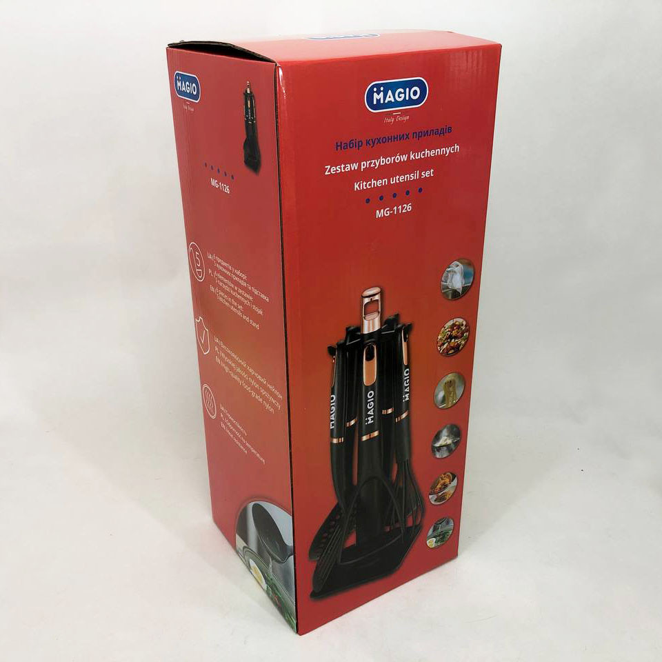 Набір кухонного силіконового приладдя на підставці Magio, Набір кухонний лопатка кухарського JF-80 Львів - фото 4
