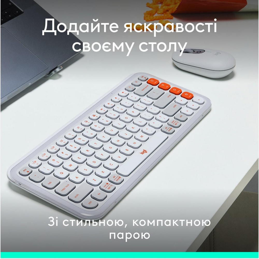 Комплект бездротовий (клавіатура, миша) Logitech Pop Icon Combo Off White (920-013141) Білий Харків - фото 3
