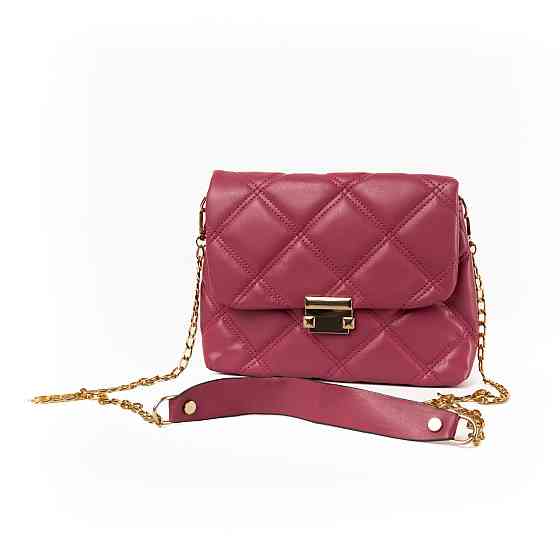 Сумка женская элегантная из качественного стеганого кожзама и длинной ручкой-цепочкой, Марсала Каменец-Подольский