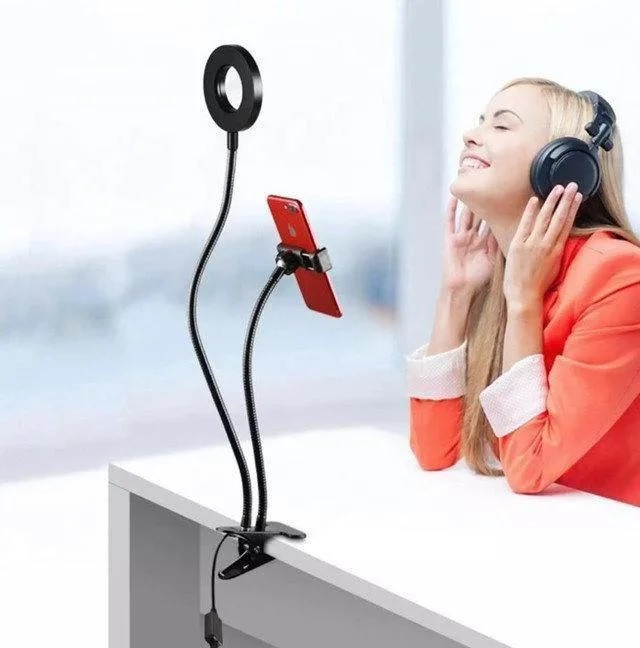 Тримач для телефона з LED-підсвіткою Professional Live Stream на прищіпці. Одеса - фото 1