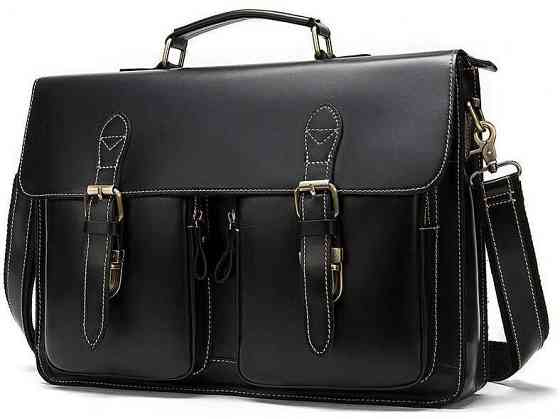 Портфель чоловічий зі шкіри на плече Чорний (Vintage) Київ