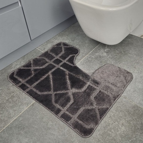 Набір килимків для ванної кімнати 2шт 57*100см+57*50см U-виріз Геометрія Joy сірий тафтинг Дариана Житомир - изображение 5