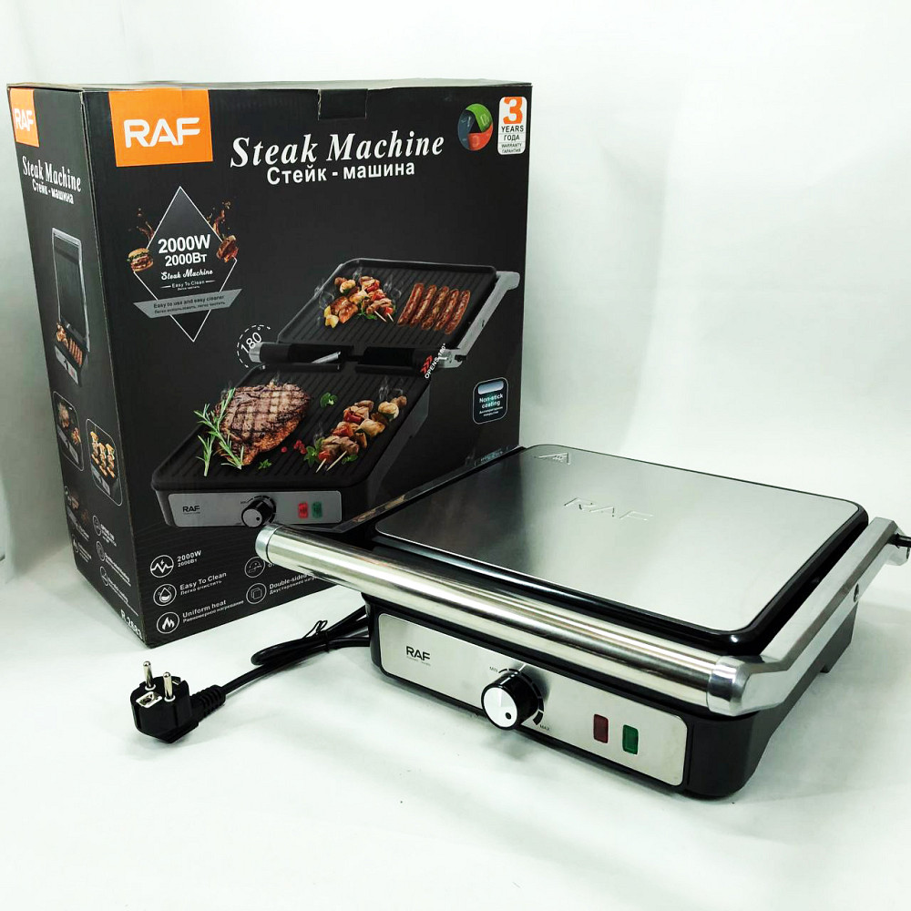 Електричний контактний гриль для дому RAF, Електрична вафельниця для сендвічів Грильниця стейків XK-31 Львів - фото 18