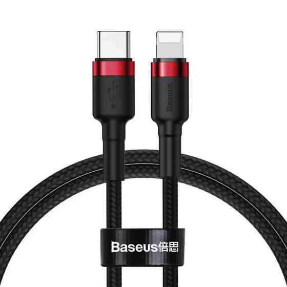 Кабель Type-C - Lightning Baseus Cafule PD 20W 1m Red+Black CATLKLF-91 Одеса