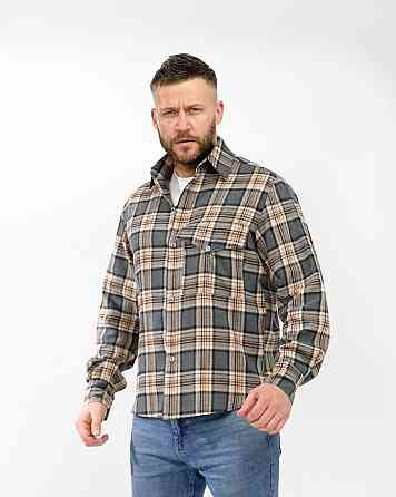 Чоловіча повсякденна картата сорочка турецький котон фланель Графіт, 48 Одеса