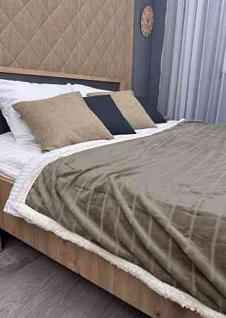 Плед двосторонній 155х200 см (+-5см) рельєфний із штучною овчиною Какао з молочним (87-072) Київ