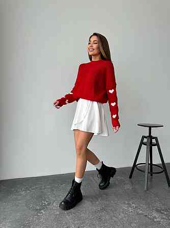 Жіночий стильний оверайз светр акрил/вовна Червоний Одеса