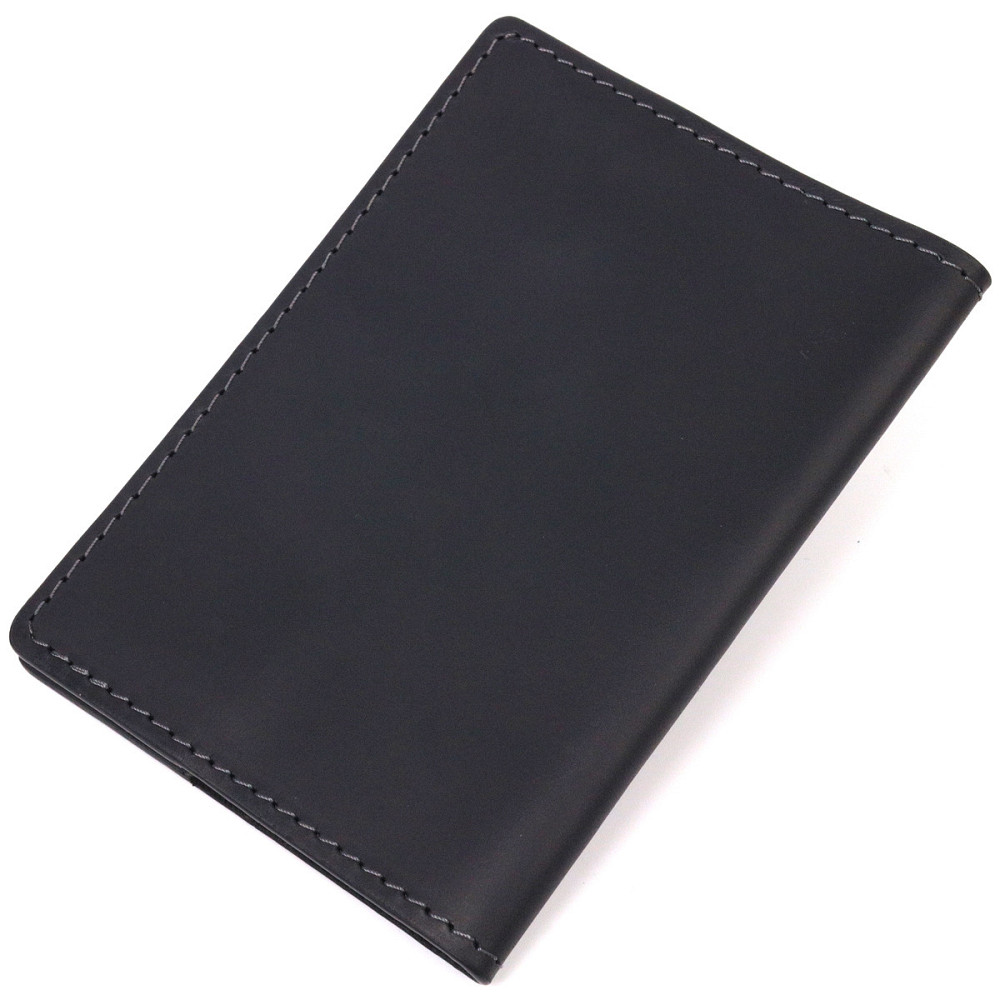 Матовая обложка на паспорт в винтажной коже Черная (GRANDE PELLE) Киев - изображение 6