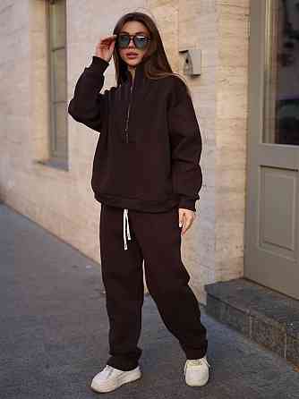 Жіночий теплий повсякденний костюм вільного крою турецька тринитка на флісі Одеса