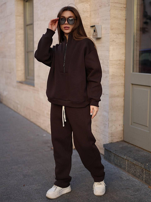 Жіночий теплий повсякденний костюм вільного крою турецька тринитка на флісі Одеса - фото 1