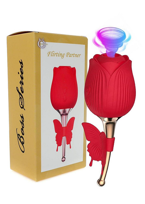 Вакуумный стимулятор клитора для женщин с вибрацией Boss Series Flirting Partner, красный Sex Aura Киев - изображение 6