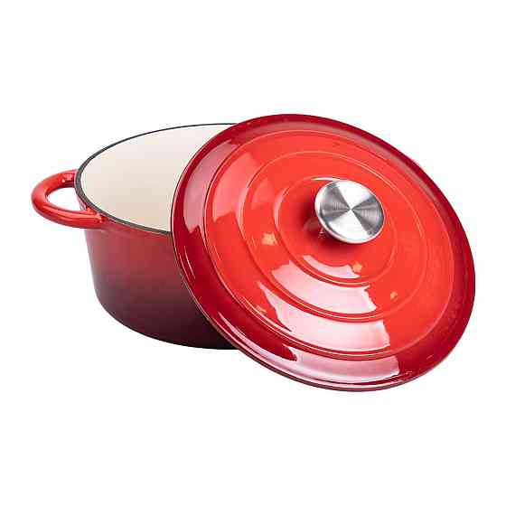Набір чавунного посуду для приготування 3 каструлі та сковорода з емальованим покриттям Червоний HP-1-4 Коломия