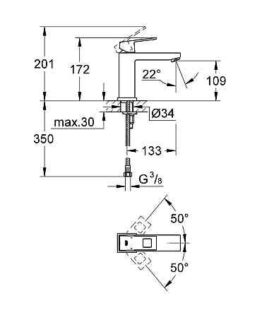 Змішувач для раковини M-розміру Grohe Eurocube   ( 23446000 ) 38237 Харків