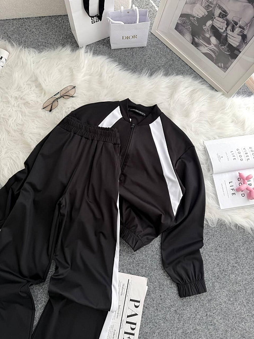 Жіночий прогулянковий костюм-двійка: кофта та штани трикотаж Чорний, 46/48 Одеса - фото 5