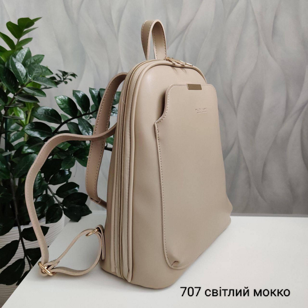 Брендовый женский рюкзак-сумка. Женский маленький брендовый рюкзак-сумка. Цвет светлый Мокко 707 Киев - изображение 3