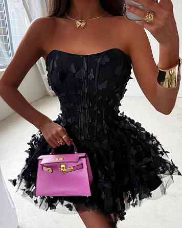 Жіноча романтична приваблива мініплаття костюмна + фатин метелика (на підкладці) Чорний, 44/46 Одеса