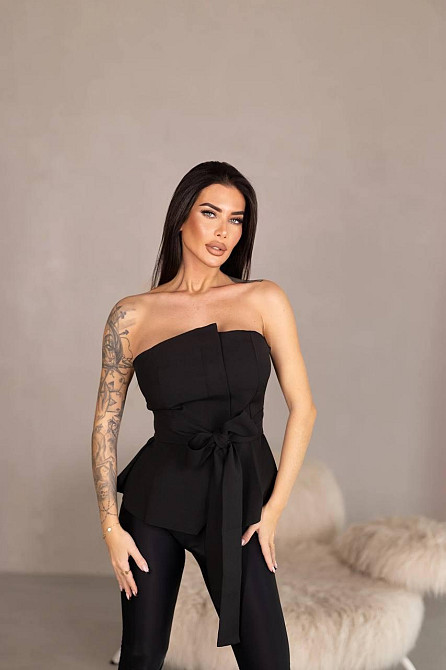 Женский стильный привлекательный корсет из плотной ткани креп костюмка чорний, 44/46 Одесса - изображение 5