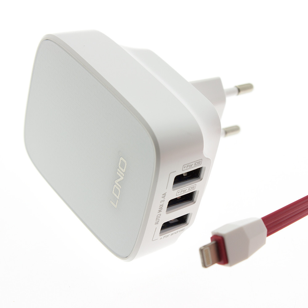 Сетевой адаптер (зарядное устройство) LDNIO DL-AC65 3xUSB 3.4A + кабель micro USB Полтава - изображение 1