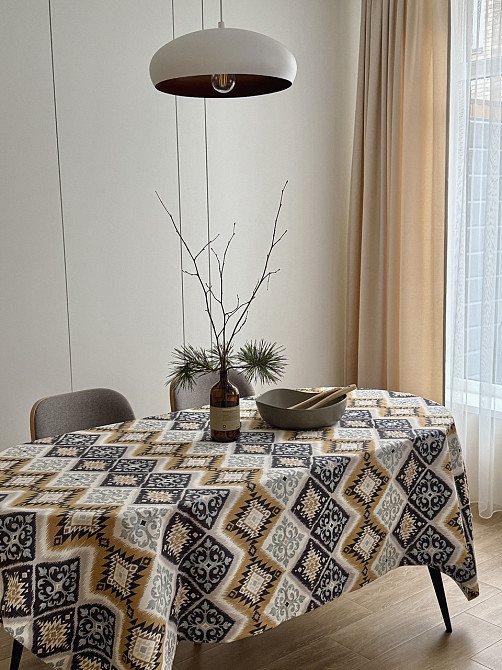 Ecotton Скатертина столова Ecotton DUCK 170х200 см водовідштовхувальна Орнамент синьо-жовта (25 Коломия - фото 1