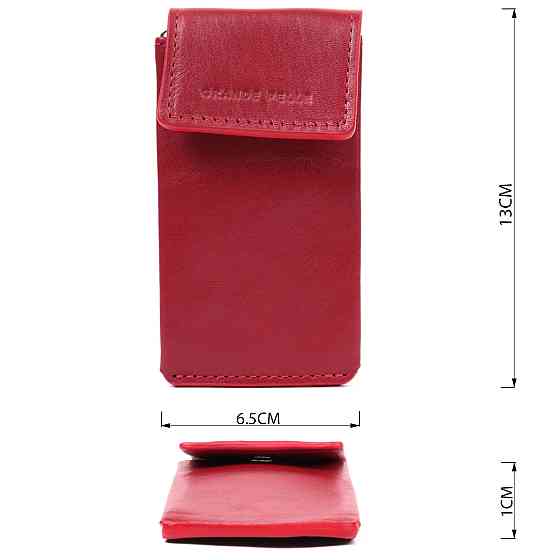 Яскрава жіноча ключниця футляр із натуральної шкіри GRANDE PELLE 22569 Червоний Київ