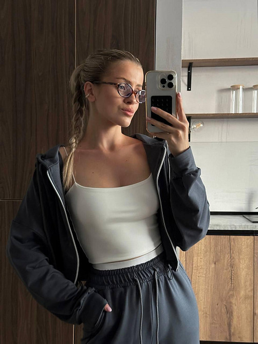 Жіночий прогулянковий костюм-двійка: кофта та штани двонитка LUX Графіт, 46/48 Одеса - фото 7