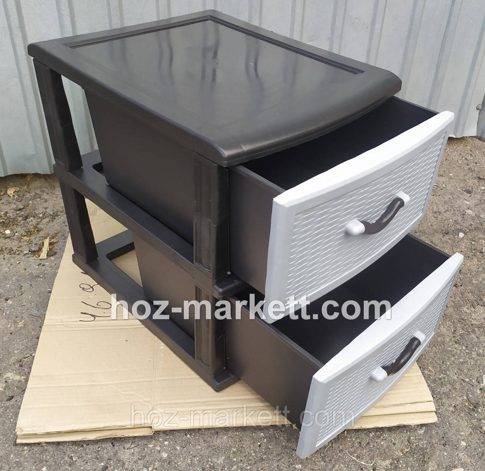 Комод пластиковый Стиль тумбочка на 2 ящика серый Харьков - изображение 3