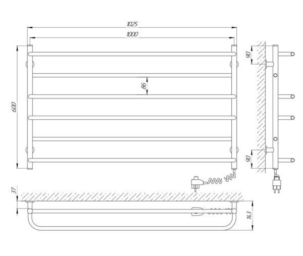 Електричний полотенцесушитель Laris Зебра Практик ЧК6 1000Х600 Е білий Київ - фото 6
