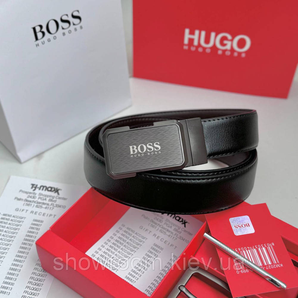 Чоловічий подарунковий набір (ремінь із двома пряжками) H.Boss (219) Київ - фото 2