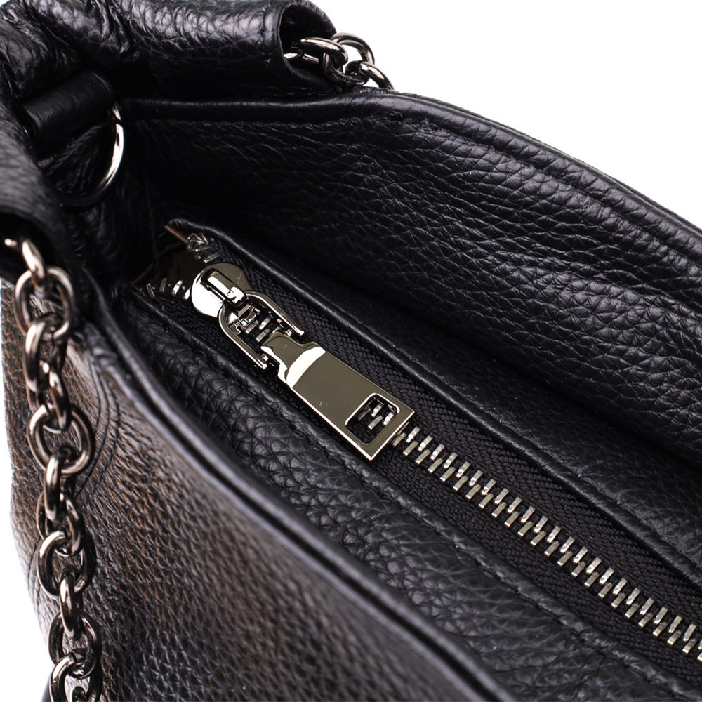 Удобная повседневная сумка из натуральной кожи для женщин Vintage 22992 Черный Киев - изображение 6