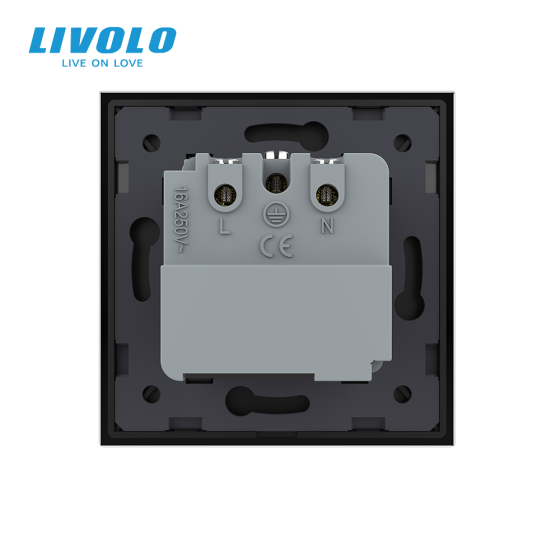 Розумна розетка EC з заземленням LIVOLO чорна матова скло Коломия