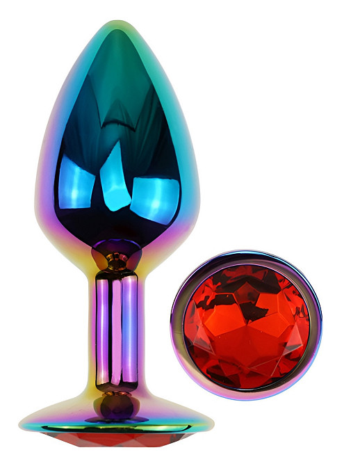 Анальна пробка з кристалом EGZO - Multicolor Round Plug Red size S Sex Aura Київ - фото 2