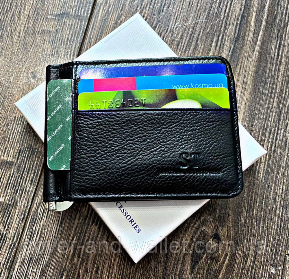 Шкіряний затиск для грошей без застібки на багато карток ST Leather Київ - фото 1