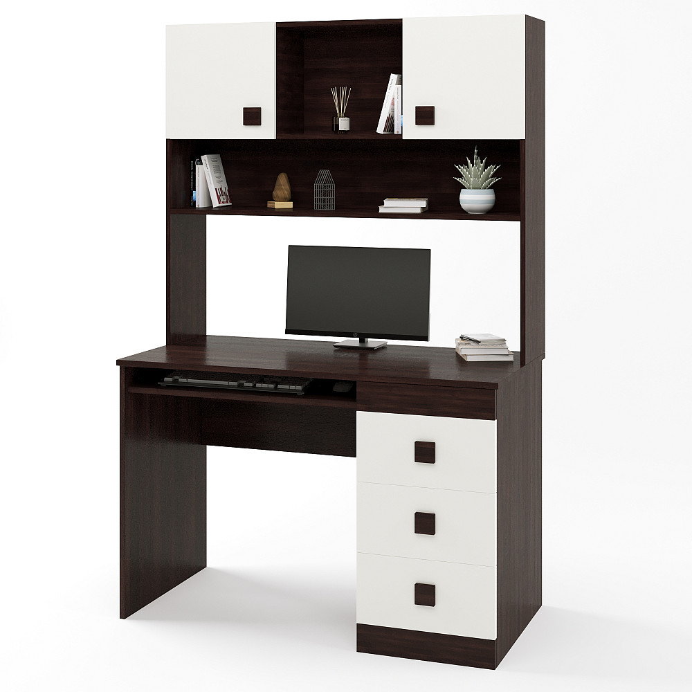 Письмовий стіл з надбудовою Еверест Соната венге темний + білий (DTM-2628) Львів - фото 1
