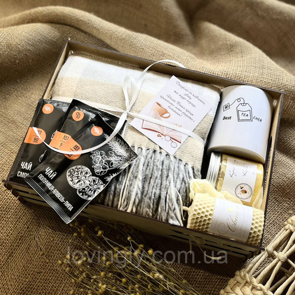 Подарок учителю: плед, чашка Teacher, крем-мед, чай и свеча Ирпень - изображение 2