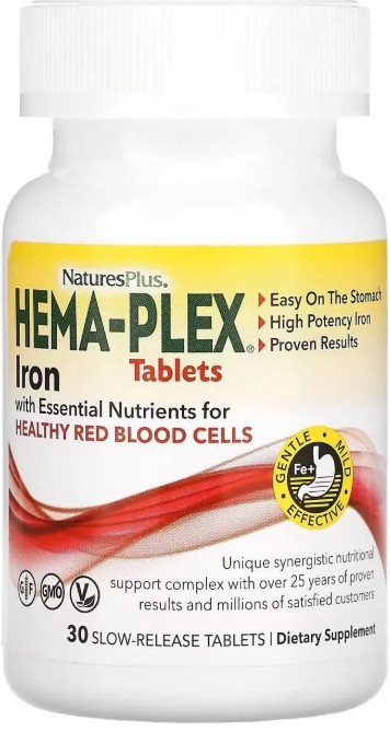 Вітаміни та мінерали NaturesPlus Hema-Plex 30 таб Київ - фото 1