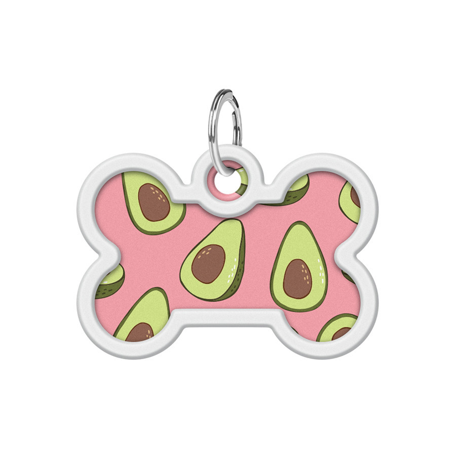 Адресник для собак і котів металевий WAUDOG Smart ID з QR паспортом, малюнок "Авокадо 2", кістка, Д 40 мм, Вінниця - фото 2