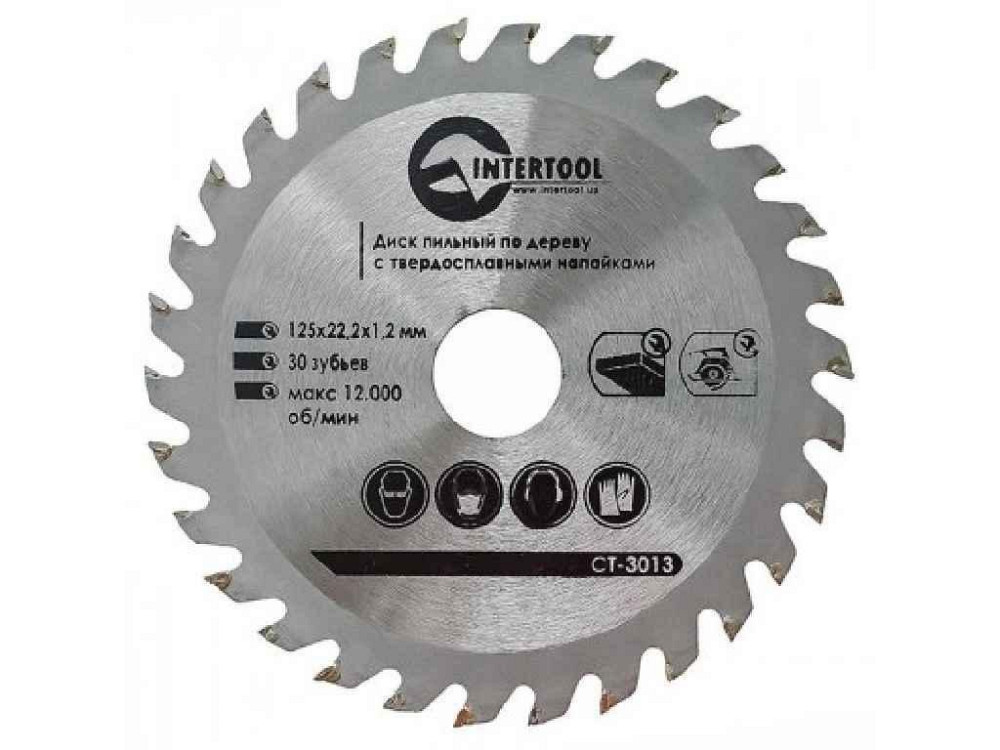Диск по дереву 125х22,2х1,2мм 30 зубів із напайками CT-3013 ТМ INTERTOOL Київ - фото 1