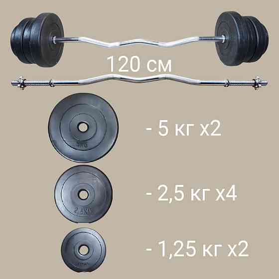 Штанга набірна W-подібна на 30 кг Гантелі, гирі, штанги і диски з пластиковим покриттям Київ