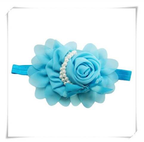 Дитяча блакитна пов'язка - окружність 36-50см, розмір квітки 13см Київ - фото 1