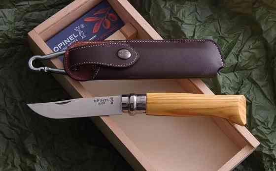 Складаний Ніж із чохлом у пеналі Opinel Inox Steel No8 VRN Olive (001004) Неіржавка сталь Нововолинськ