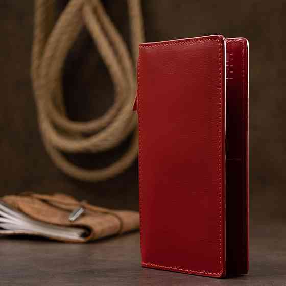 Оригинальное женское кожаное портмоне Красный (GRANDE PELLE) Киев